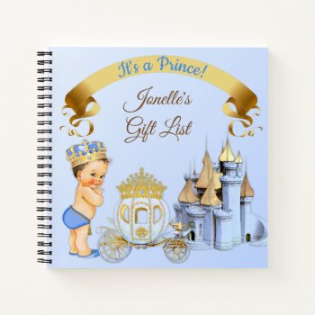 Royal Prince Castle Carriage Blue Gold Blue Notebook by nawnibelles at Zazzle