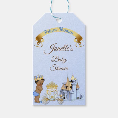 Royal Prince Castle Carriage Blue Gold Boy Gift Tags