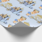 Royal Prince Castle Carriage Blue Gold Boy Wrapping Paper (Corner)