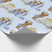 Royal Prince Castle Carriage Blue Gold Boy Wrapping Paper (Corner)