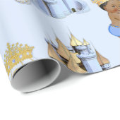 Royal Prince Castle Carriage Blue Gold Boy Wrapping Paper (Roll Corner)