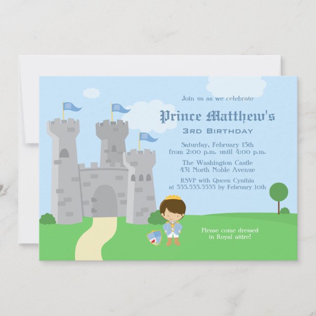 Royal prince charming boys birthday party invite (Front)