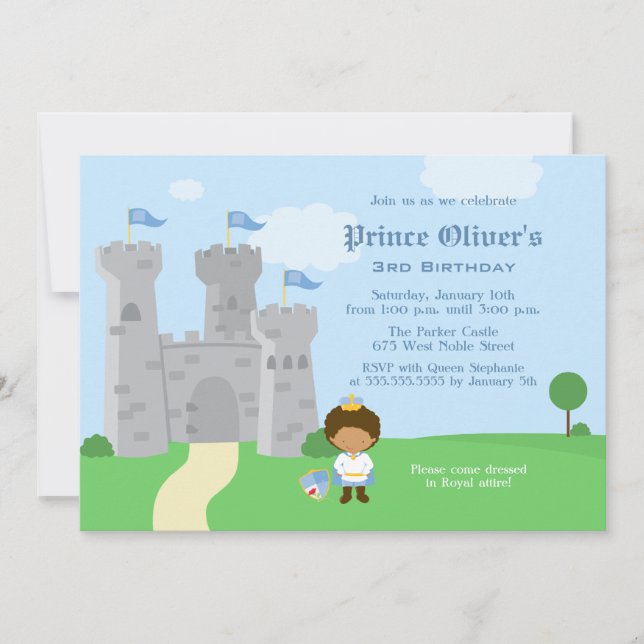 Royal prince charming boys birthday party invite (Front)