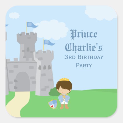 Royal prince charming boys birthday party sticker