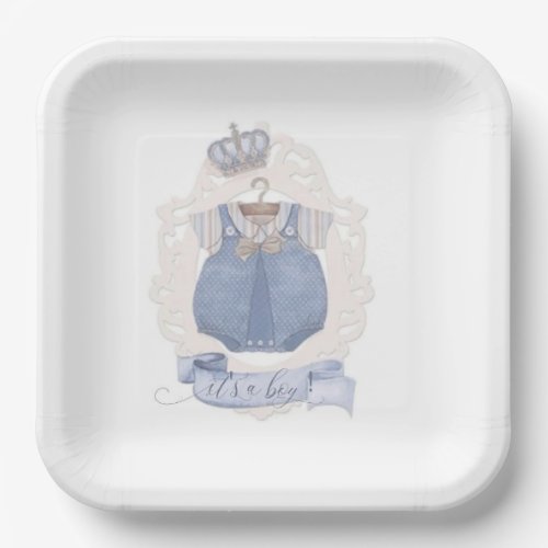 Royal Prince Its a Boy Baby Shower Paper Plates