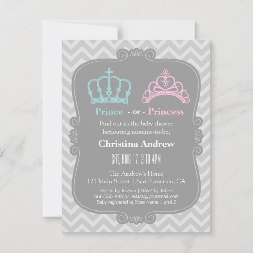 Royal Prince or Princess Gender Reveal Baby Shower Invitation