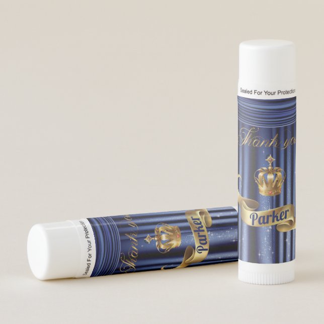 Royal Prince Thank you Favor Personalized Lip Balm (Front)