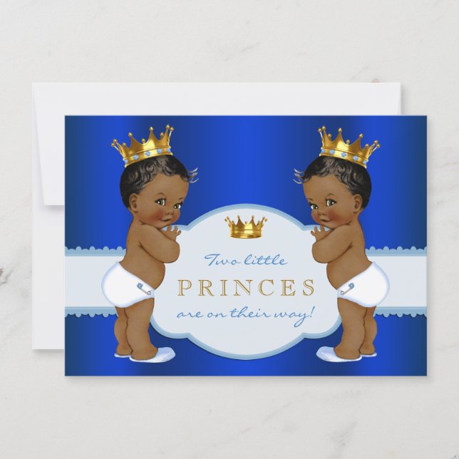 Royal Prince Twin African American Baby Shower Invitation (Front)