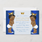 Royal Prince Twin African American Baby Shower Invitation (Back)