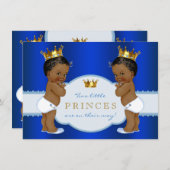 Royal Prince Twin African American Baby Shower Invitation (Front/Back)