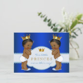 Royal Prince Twin African American Baby Shower Invitation (Standing Front)