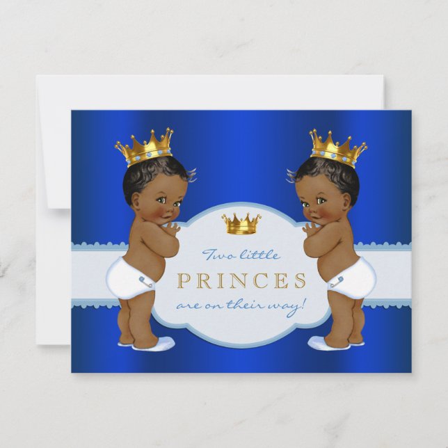 Royal Prince Twin African American Baby Shower Invitation (Front)