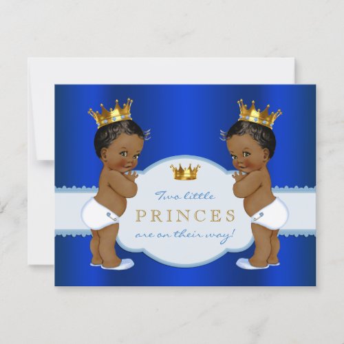 Royal Prince Twin African American Baby Shower Invitation