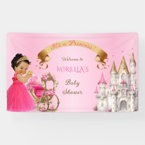 Royal Princess Baby Girl on Pillow Pink Gold Banner