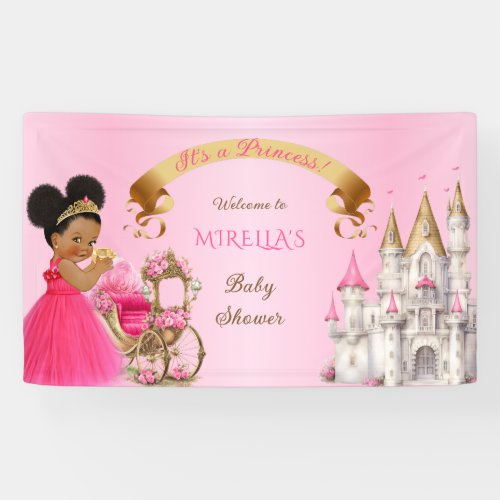 Royal Princess Baby Girl on Pillow Pink Gold Banner