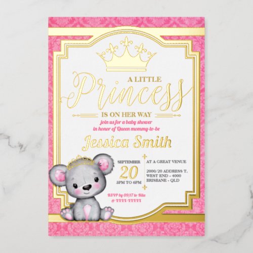 Royal Princess Baby Shower Foil Invitation