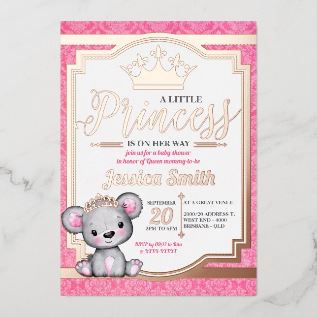 Royal Princess Baby Shower Foil Invitation (Front)