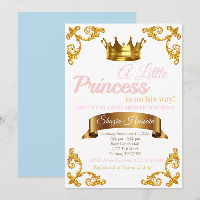 Royal Princess Baby Shower Invite (Front/Back)