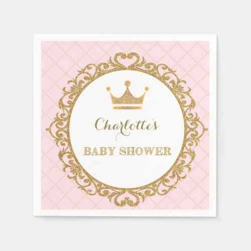 Royal Princess Baby Shower Paper Napkin Pink Gold