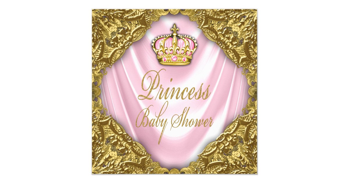 Royal Princess Baby Shower Pink and Gold Satin Card | Zazzle