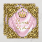 Royal Princess Baby Shower Pink and Gold Satin Invitation (Front/Back)