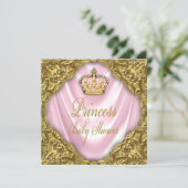 Royal Princess Baby Shower Pink and Gold Satin Invitation (Standing Front)