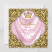 Royal Princess Baby Shower Pink and Gold Satin Invitation (Back)