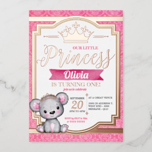 Royal Princess Birthday Foil Invitation