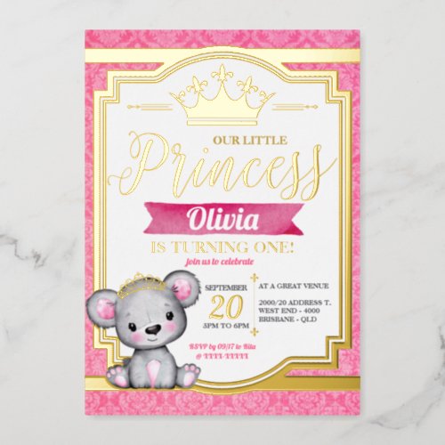 Royal Princess Birthday Invitation Foil Invitation