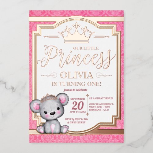 Royal Princess Birthday Invitation Foil Invitation