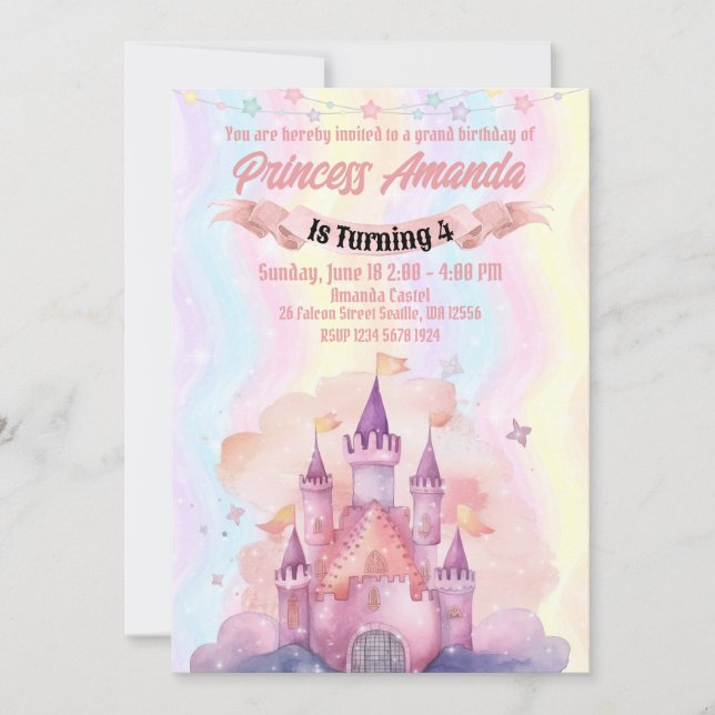 Royal Princess Birthday Invitation Girl Pink (Front)