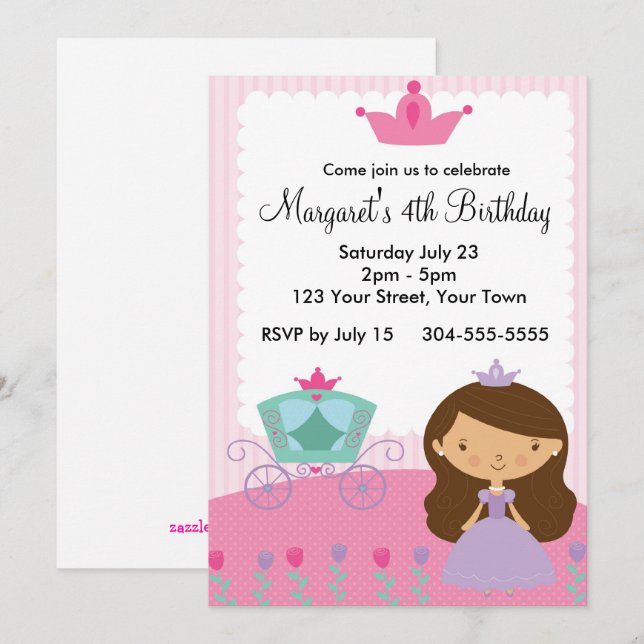 Royal Princess Birthday Party Invitation (Front/Back)