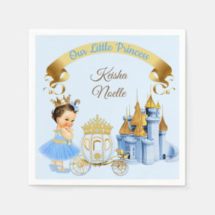Royal Princess Castle Carriage Blue Gold Girl Napkins