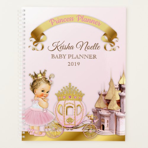 Royal Princess Castle Carriage Girl Pink Gold Planner