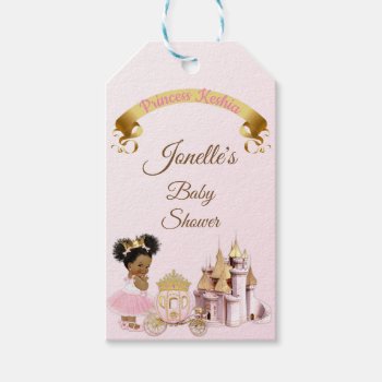 Royal Princess Castle Carriage Pink Gold Girl Gift Tags by nawnibelles at Zazzle