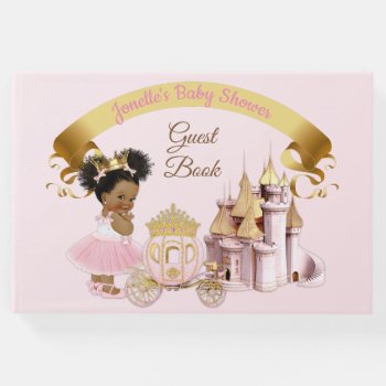 Royal Princess Castle Carriage Pink Gold Girl Guest Book by nawnibelles at Zazzle