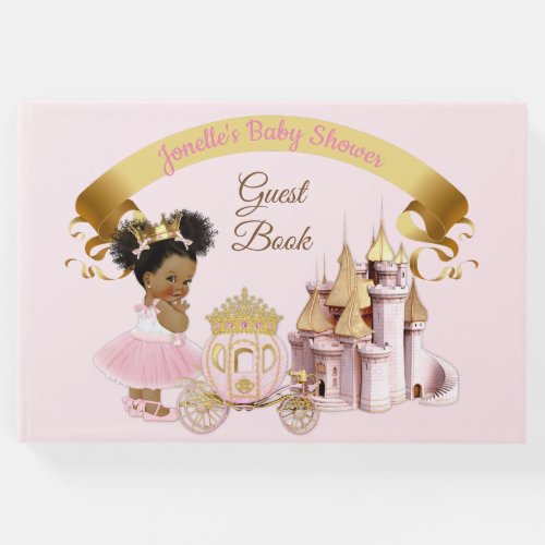 Royal Princess Castle Carriage Pink Gold Girl Guest Book