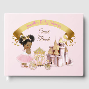 Royal Princess Castle Carriage Pink Gold Girl Guest Book