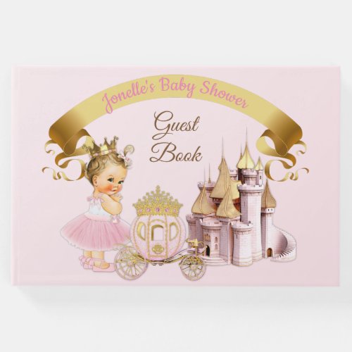 Royal Princess Castle Carriage Pink Gold Girl Guest Book