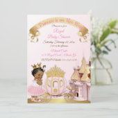 Royal Princess Castle Carriage Pink Gold Girl Invitation (Standing Front)