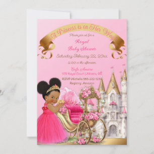 Royal Princess Castle Carriage Pink Gold Girl Invitation