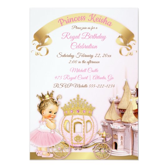 Download Royal Princess Castle Carriage Pink Gold Girl Invitation ...