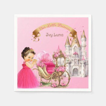 Royal Princess Castle Carriage Pink Gold Girl Napkins by nawnibelles at Zazzle