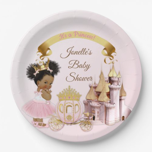 Royal Princess Castle Carriage Pink Gold Girl Paper Plates