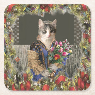 Royal Princess Cat Christmas Paper Coaster