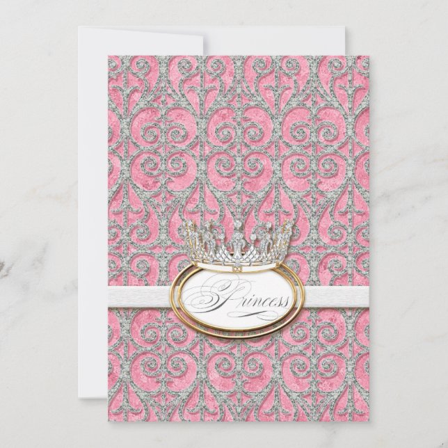 Royal Princess Crown Baby Girl Birth Announcement (Front)