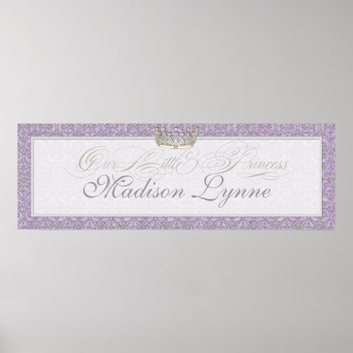 Royal Princess Crown Baby Girl Room Name Poster