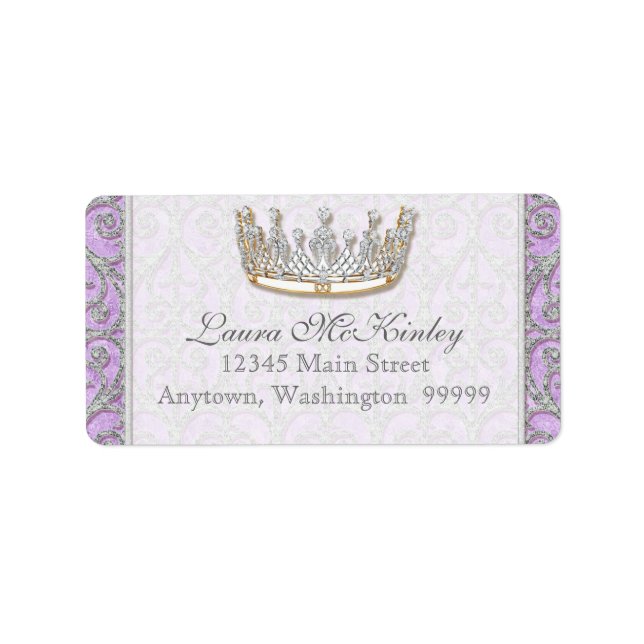Royal Princess Crown Baby Matching Address Label (Front)