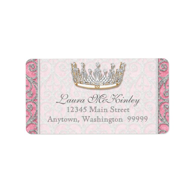 Royal Princess Crown Baby Matching Address Label (Front)