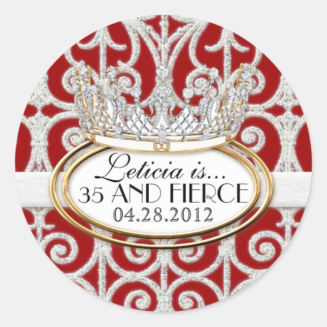 Royal Princess Crown Birthday Party Sticker Seal (Front)